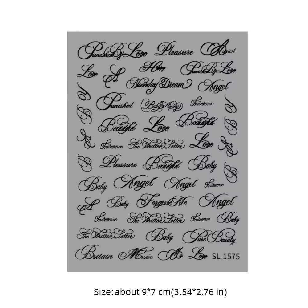 Nouveaux autocollants pour ongles en lettres anglaises