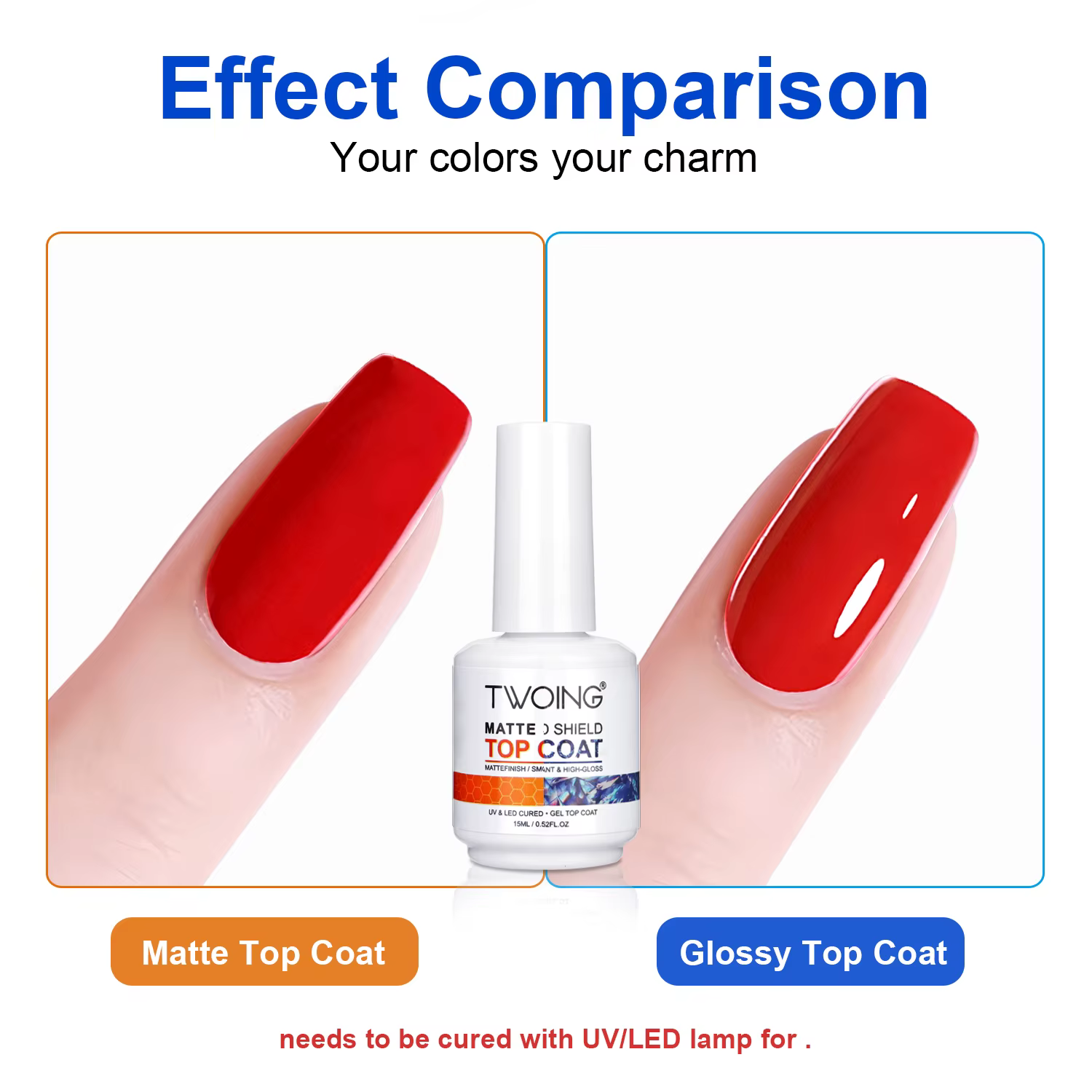 TWOING Top Coat Gel 15 ml Ultra Brillant Diamant Sans Résidu