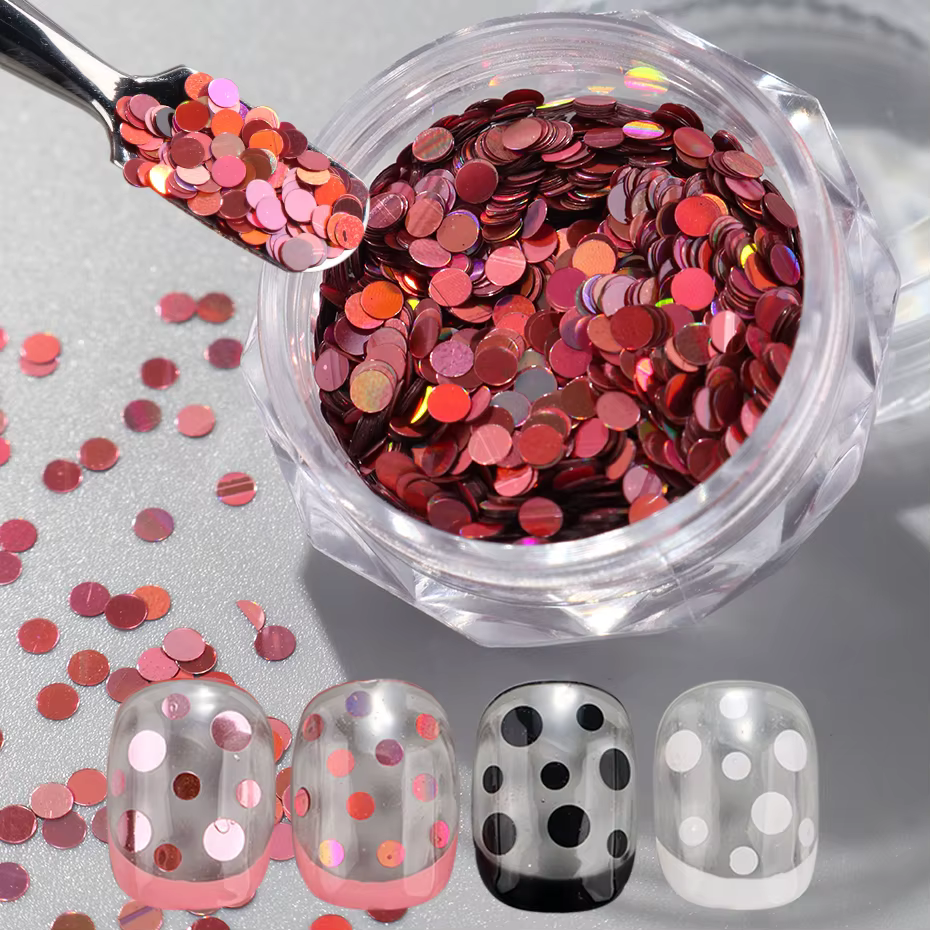 Paillettes à pois noirs et blancs pour Nail Art