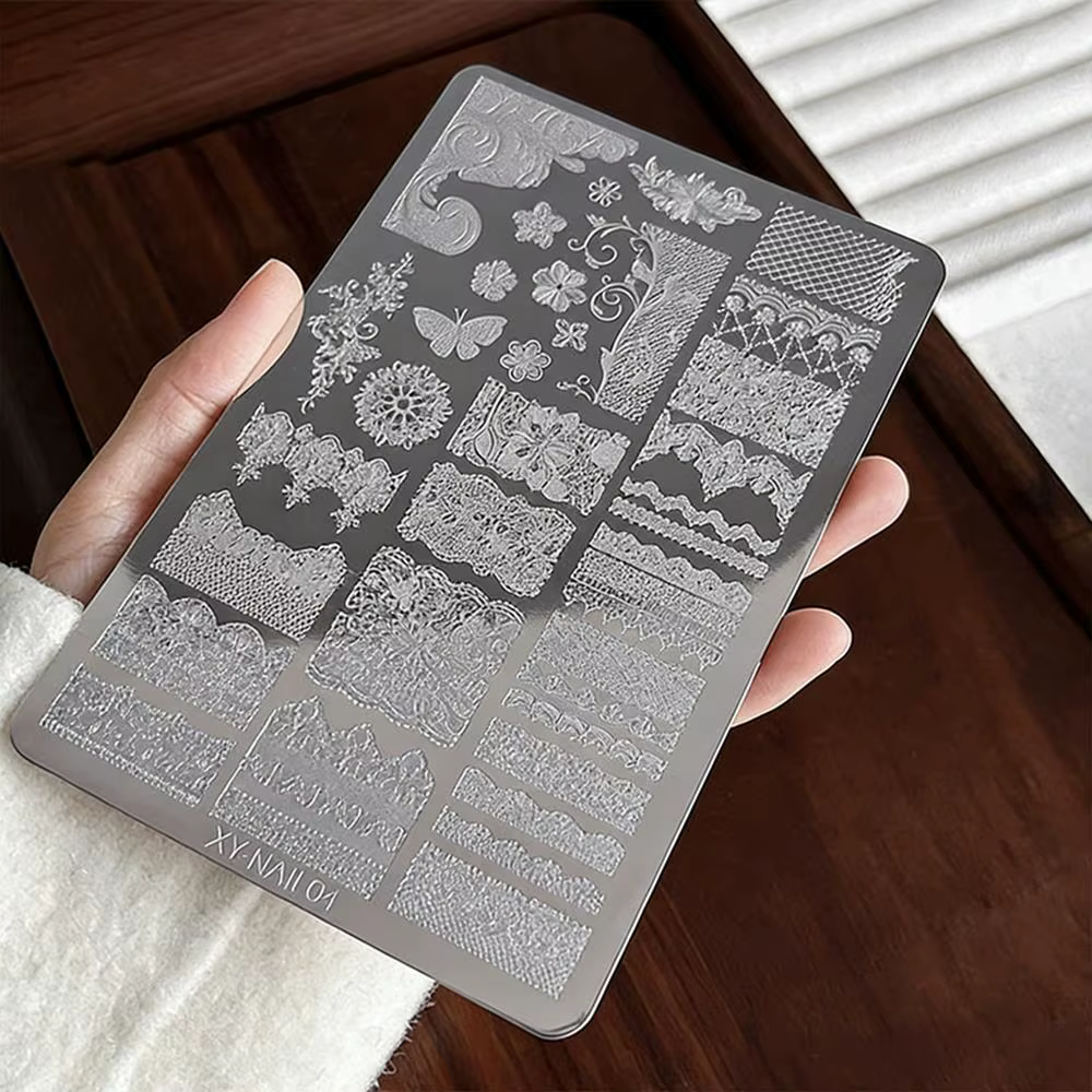 1 pièce Plaque de stamping pour nail art en dentelle française