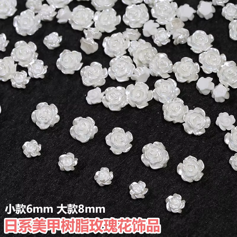50pcs mignon nouvelle résine Mini 3D blanc plaqué Rose ongles strass gemmes paillettes Nail Art bijoux manucure