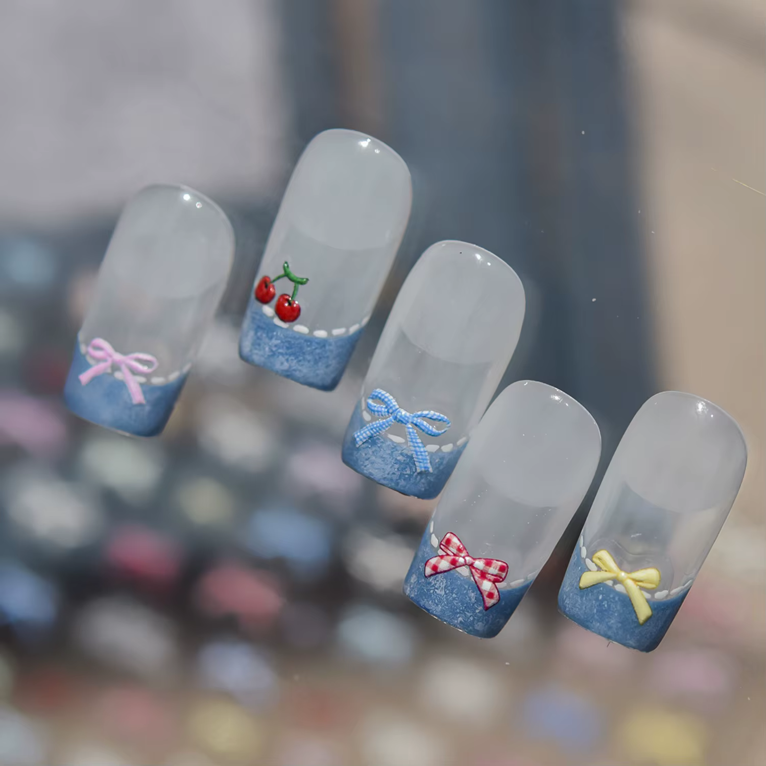 Autocollants pour ongles Cherry Bow