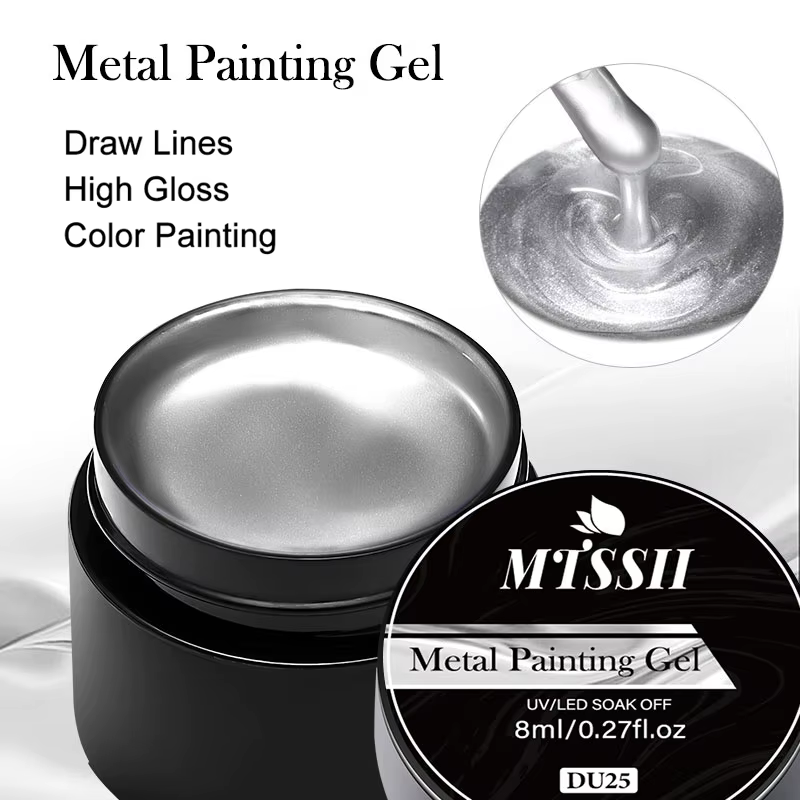 Peinture métallique Gel Chrome or argent Rose or effet miroir vernis à ongles Super lumineux ligne de dessin