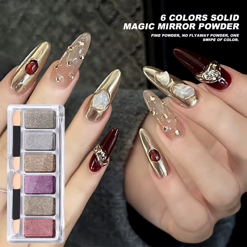KANIU Pigments Métalliques Scintillants Arc-en-ciel Effet Miroir pour Ongles