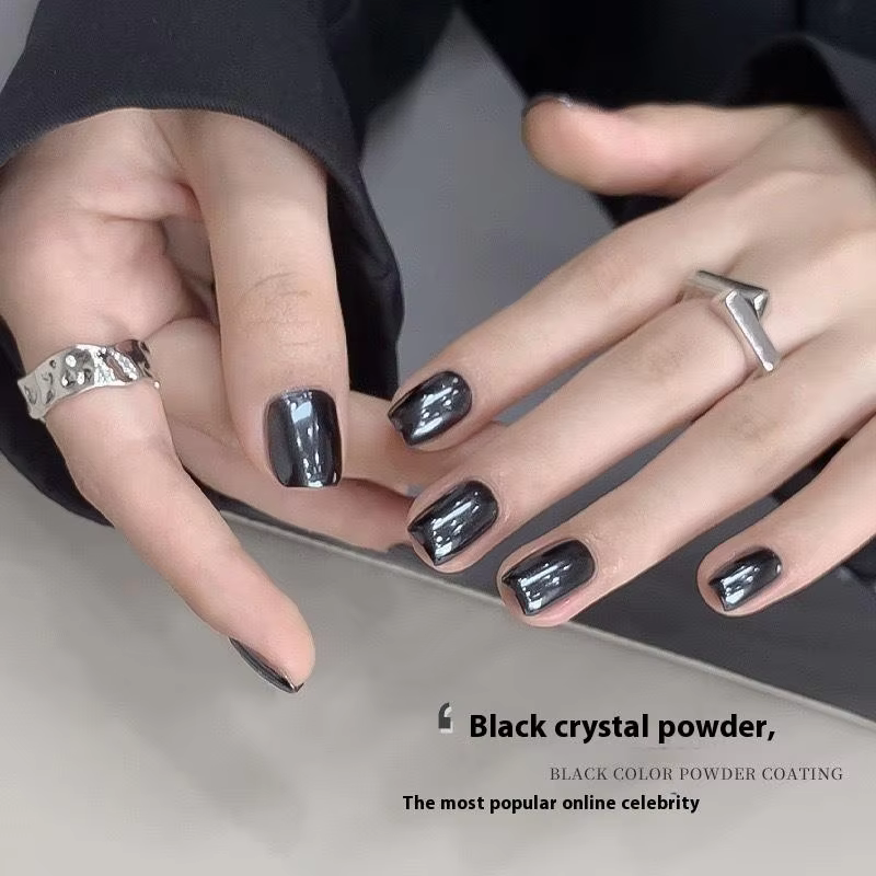 Un ensemble de super miroirs magiques noirs pour gel à paillettes pour ongles
