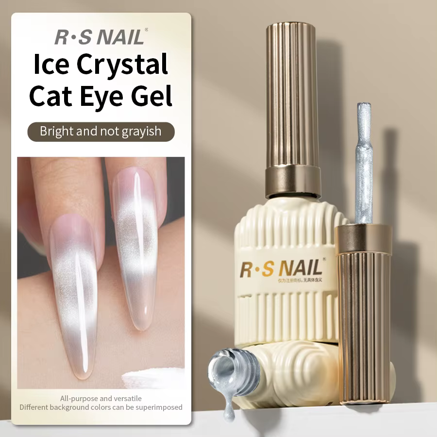 Vernis à ongles gel effet œil de chat argenté cristal de glace RS NAIL 10g