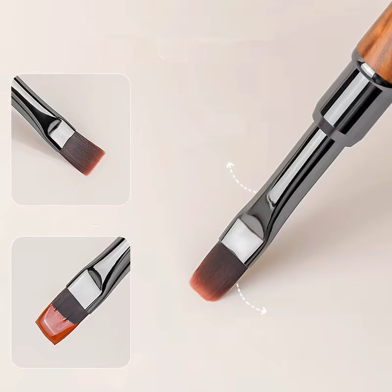 Ensemble de pinceaux à ongles en ébène avec couvercle