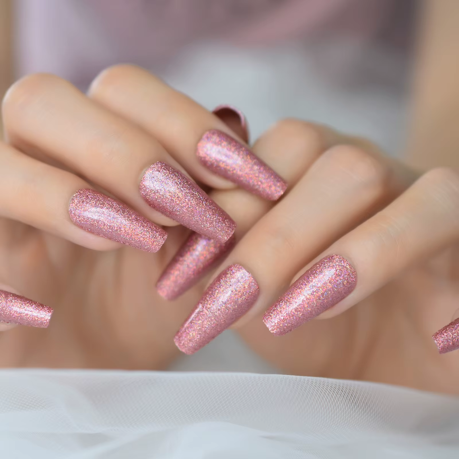 Faux ongles longs en forme de ballerine