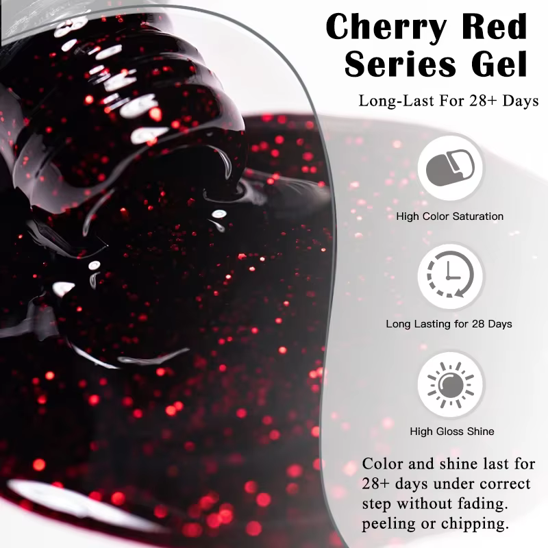 6/12 pièces cerise rouge série Gel vernis à ongles ensemble vin
