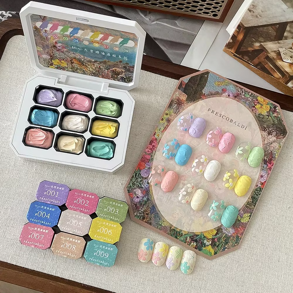 2.5gx9 ongles dessin 3D modélisation peinture à l'huile Gel vernis sans lingette colle Art Design bricolage fleurs peint sculpté Gel pour manucure