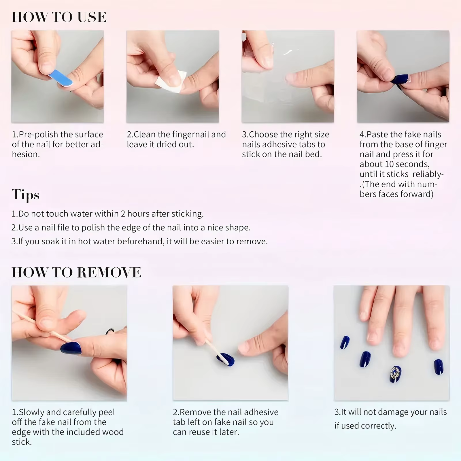 10 pièces d'ongles carrés longs pressés faits à la main, [Bordure de fleurs bleues] Fleurs bleues en relief, jolis faux ongles, adaptés aux femmes