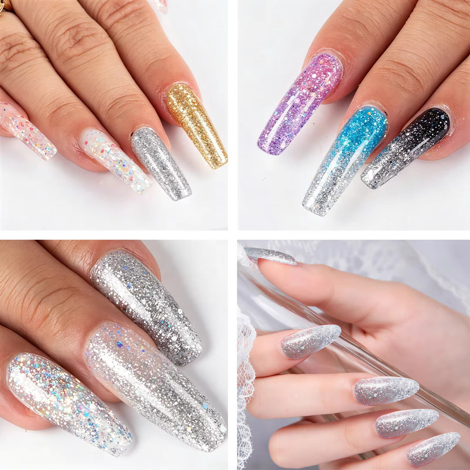 Misscheering Gel Acrylique Pailleté 15ml pour Extension d'Ongles