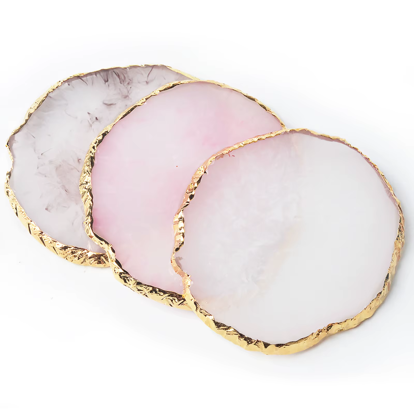 Palette de Faux Ongles Ronds en Résine et Pierre d'Agate