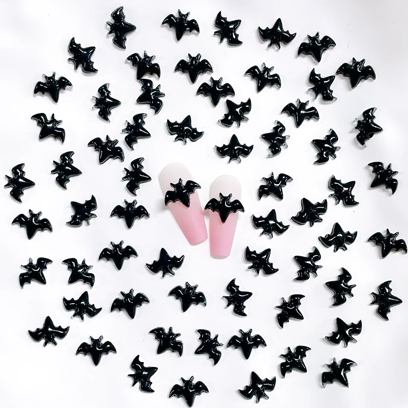 Halloween Nail Art brillant noir chauve-souris