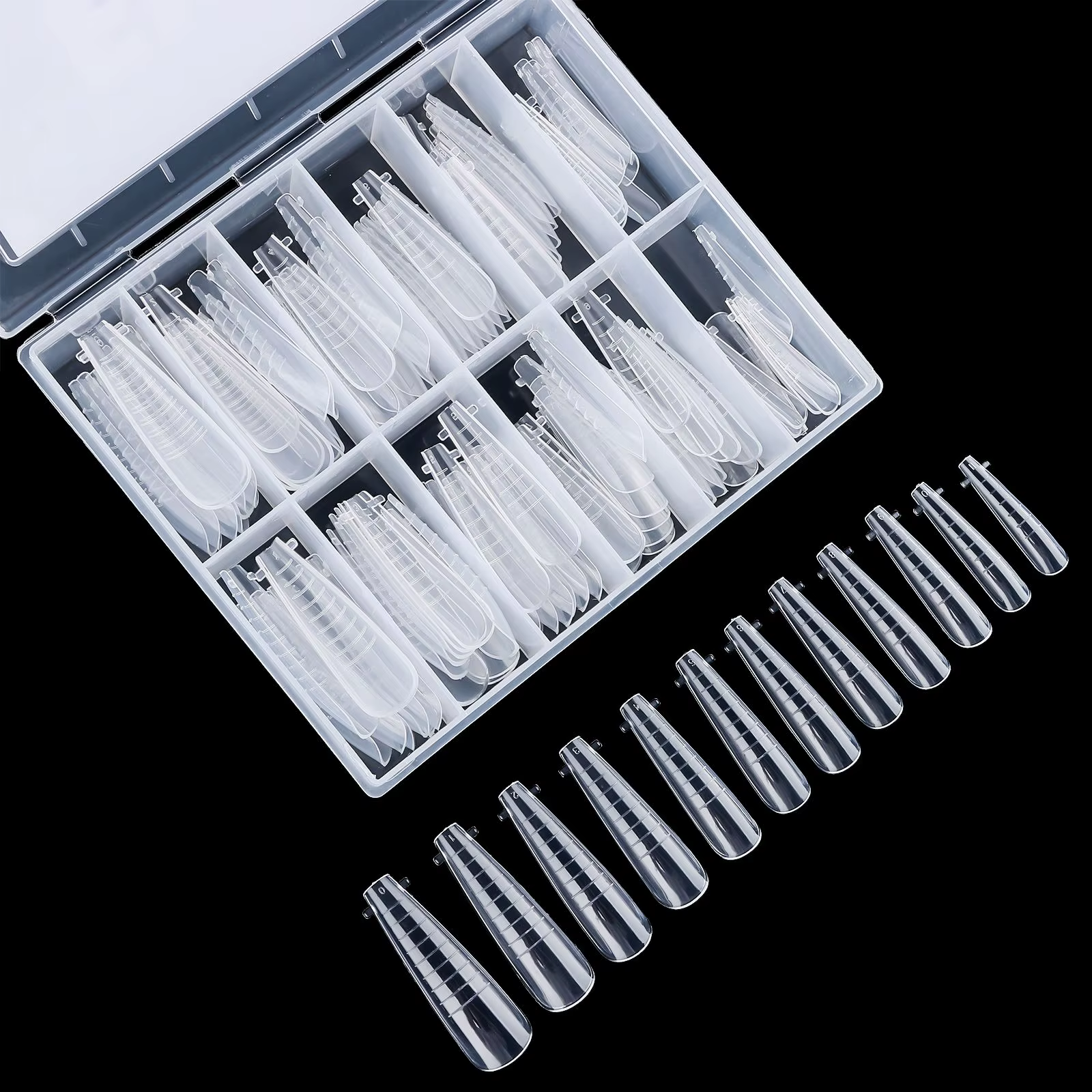 Pour Nail Art moules à ongles Style français couverture complète formes d'ongles cercueil longue ballerine double