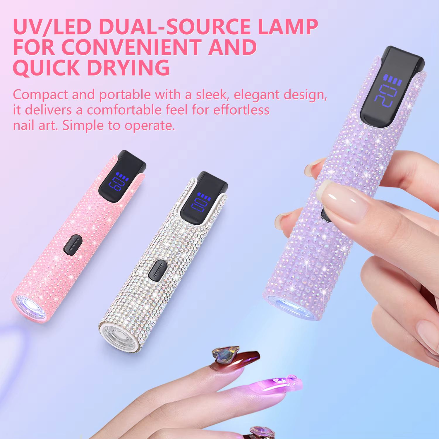 La lampe à ongles portative avec diamant en cristal