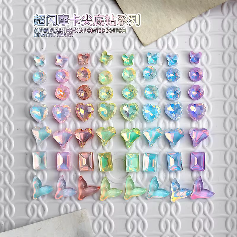100 pièces fond pointu symphonie moka cristal Nail Art