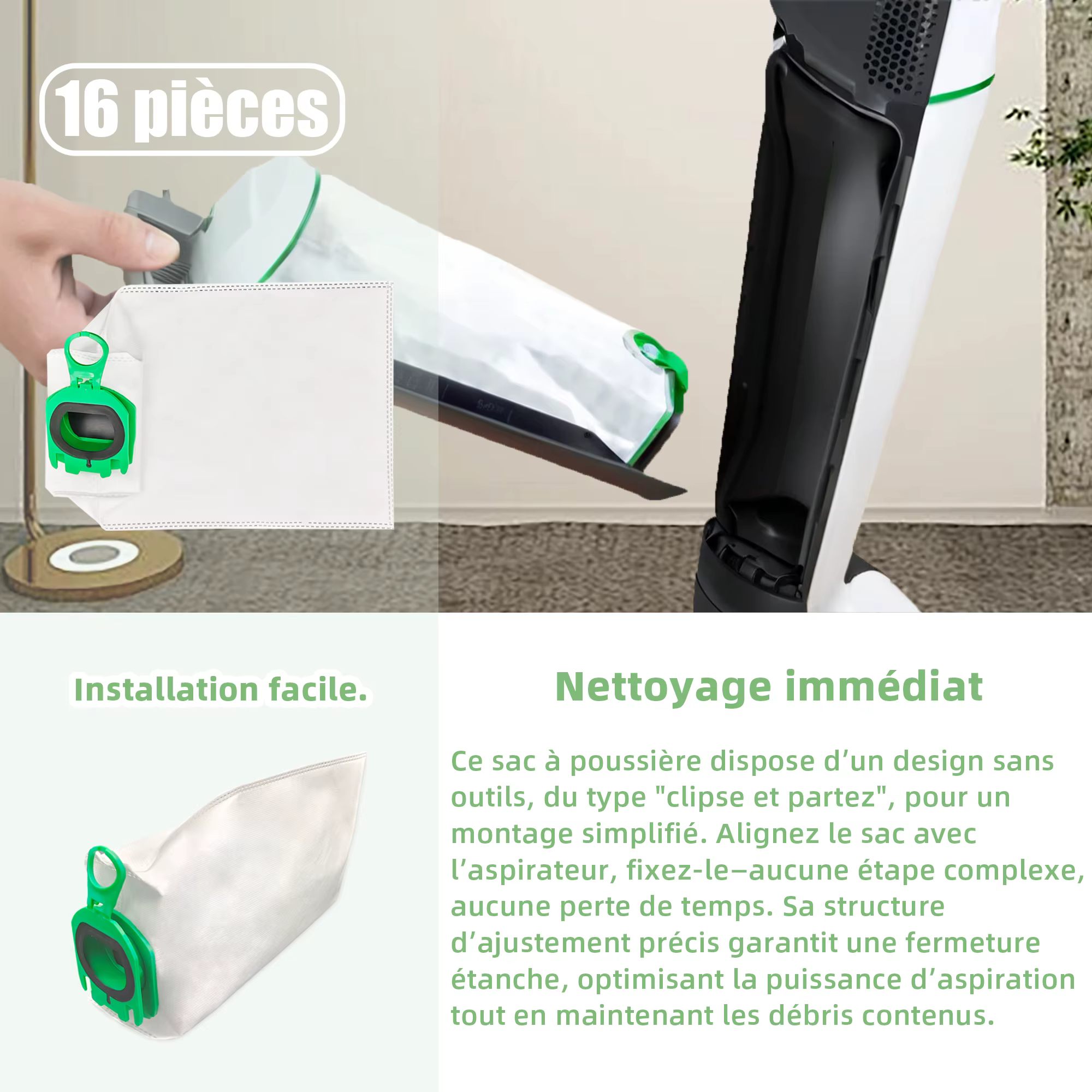 Sacs filtrants, sac à poussière pour aspirateur Vorwerk Kobold VB100 FP100 VB 100 FP 100