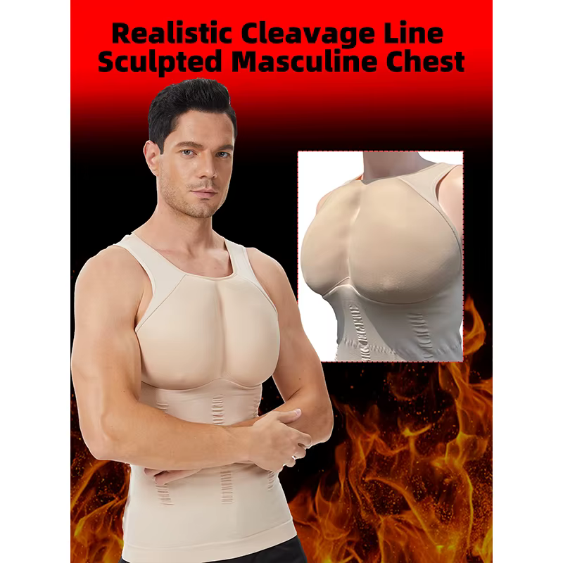 Vêtements musculaires en éponge pour hommes, débardeur de fausse poitrine, Simulation Invisible, sous-vêtements amincissants, gilet à bascule