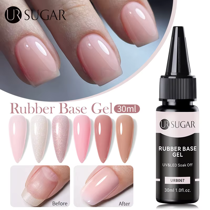 UR SUGAR 30ml Gel de Base en caoutchouc rechargé grande capacité cristal nu rose clair tremper UV LED vernis pour Nail Art Gel construit