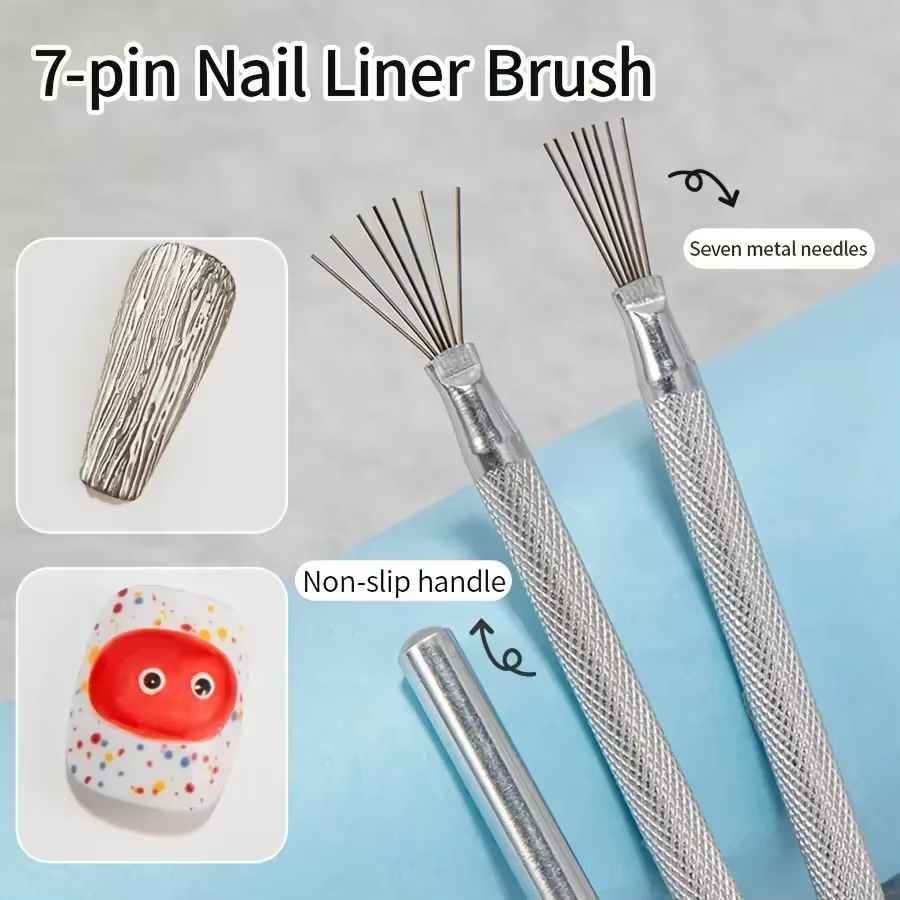 Brosse à ongles à rayures à 7 broches