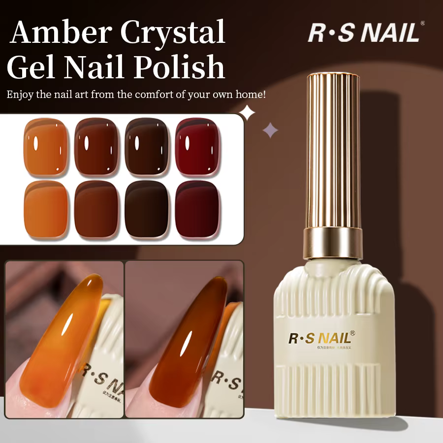 RS NAIL – Lot de 4 vernis à ongles gel effet ambre, rouge cerise rubis, gel œil de chat, gel UV/LED à retirer par trempage, pour salon et usage domestique, 10g