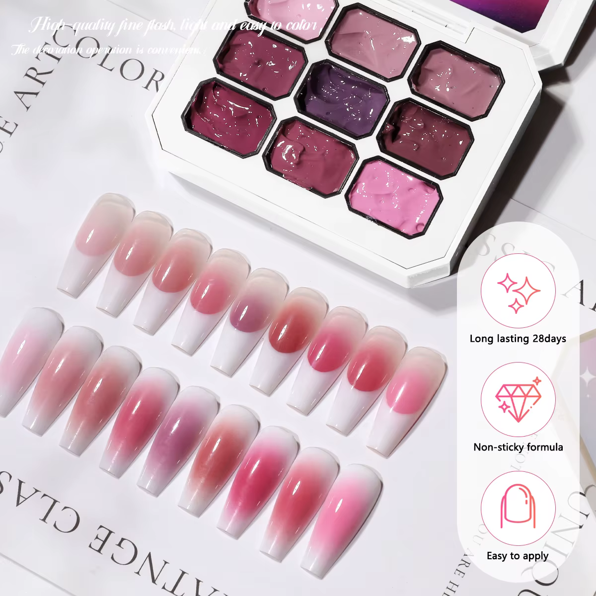 1 pièce Gel à ongles semi-solide rose 9 couleurs