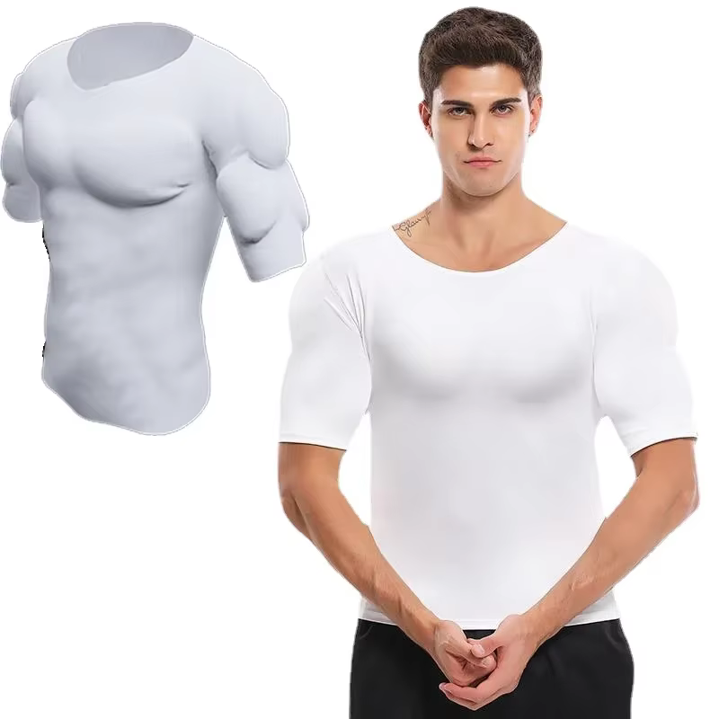 T-shirts de cosplay pour homme avec faux muscles, en mousse ABS, chemise d'anime, costume d'anime, coussinets invisibles pour mariage, sous-vêtements sculptants pour la poitrine et les bras.