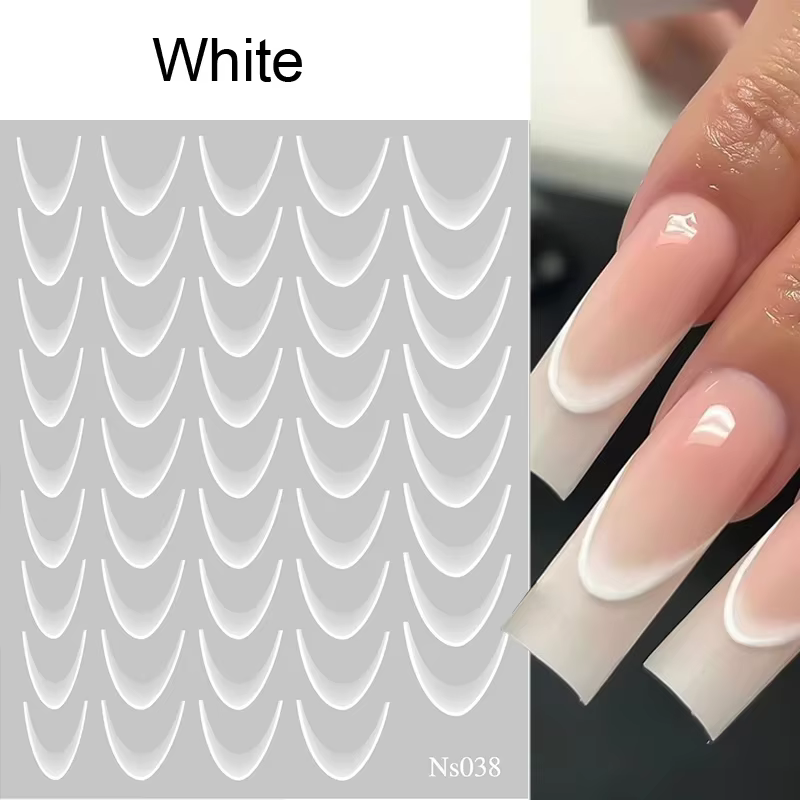 Blanc noir ligne française ongles autocollants rayure 3D dégradé lignes curseurs