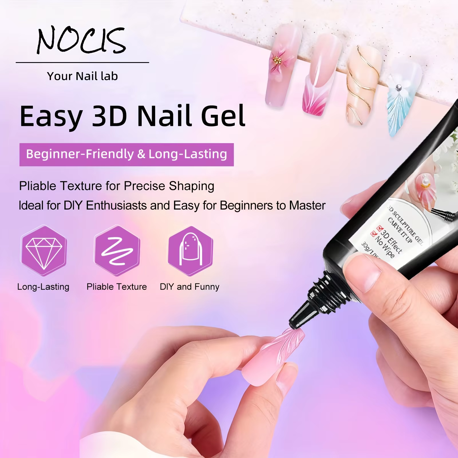 Gel à ongles 3D NOCIS, 15g 30g Gel transparent pour sculpter