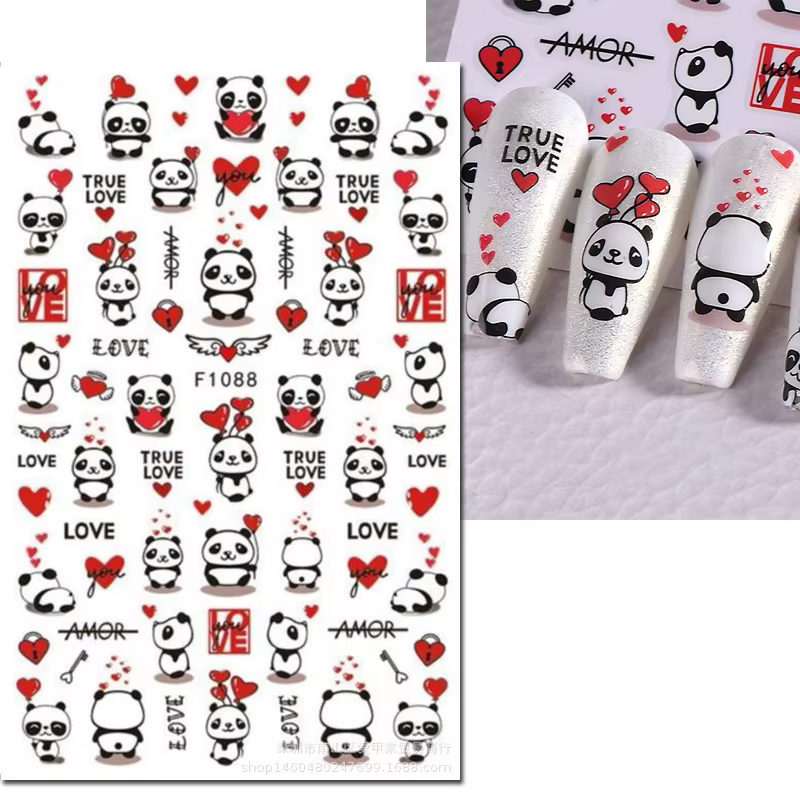 3d Nail Art décalcomanies saint valentin coeurs rouges ballons chats mignons amour lettres autocollants pour ongles Art manucure conseils décorations