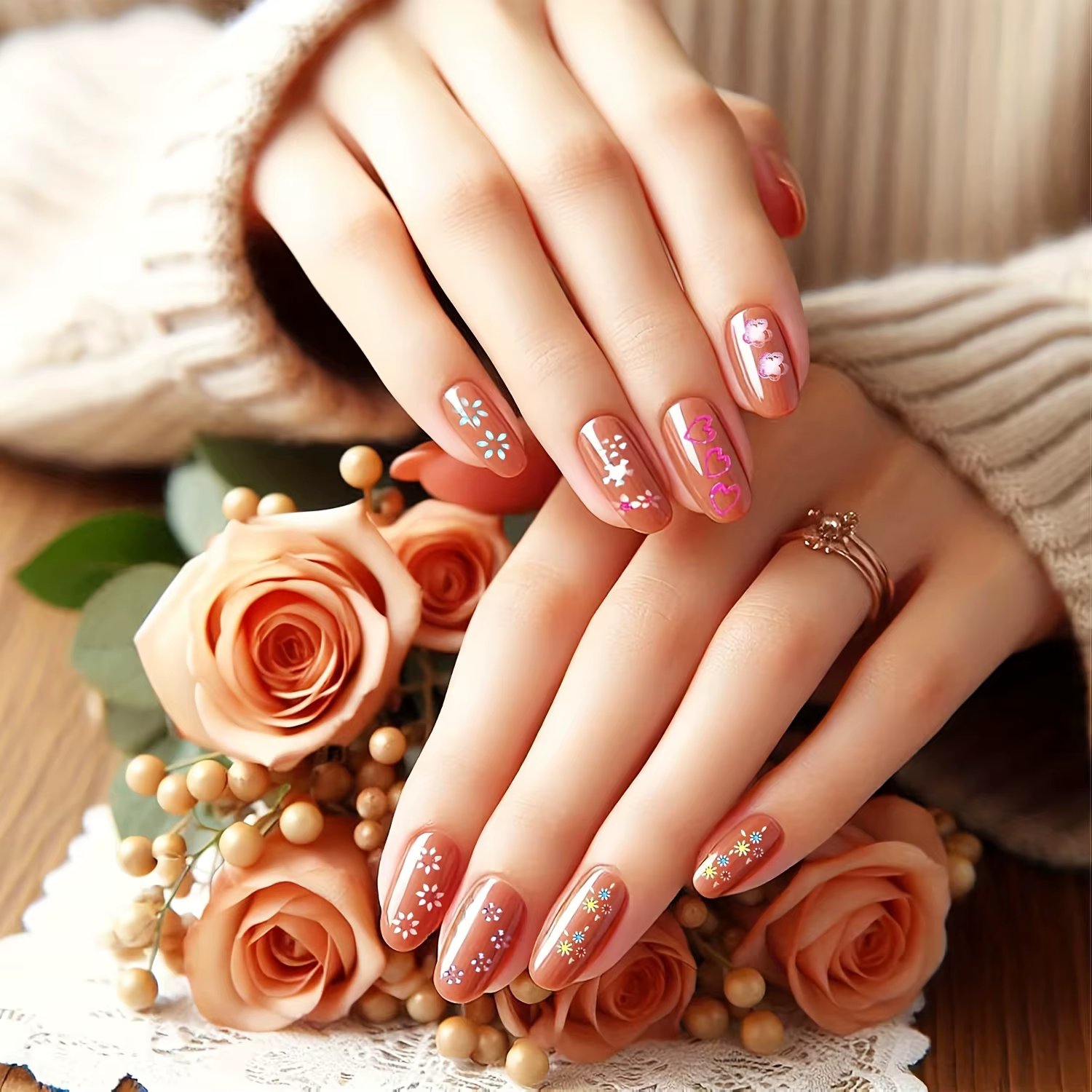 30 pièces (choire la quantité) autocollants pour ongles brillants-auto-adhésifs