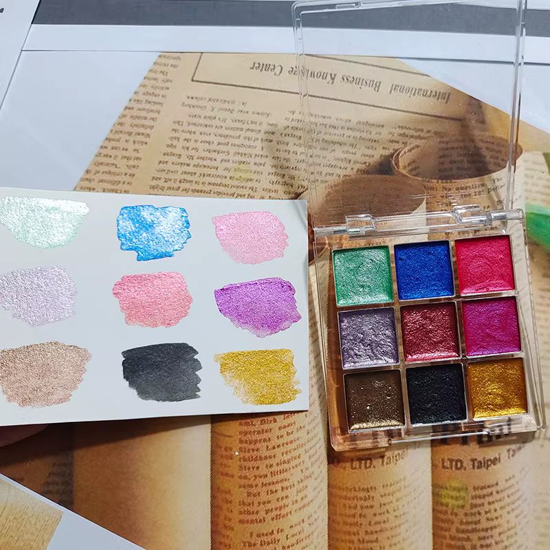 9 couleurs ongles couleur Pure Pigment Aurora Pearl Nail Art aquarelle métal Palette peinture Chrome caméléon poudre