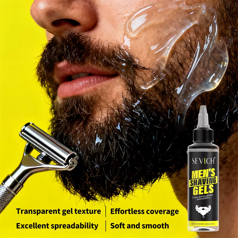 Gel de Rasage Homme Adoucissant pour Pattes et Barbe, Crème et Mousse de Rasage, Gel de Rasage Indolore, Nettoyant, Hydratant et Lissant pour Soin de la Barbe