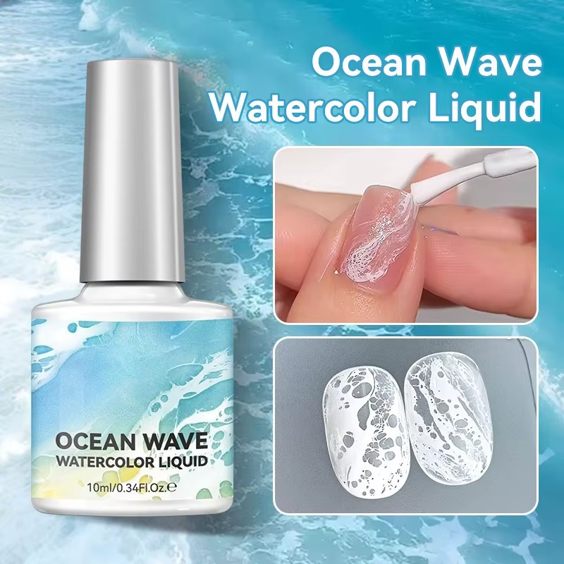 Gel à ongles liquide blanc effet vague éclatante