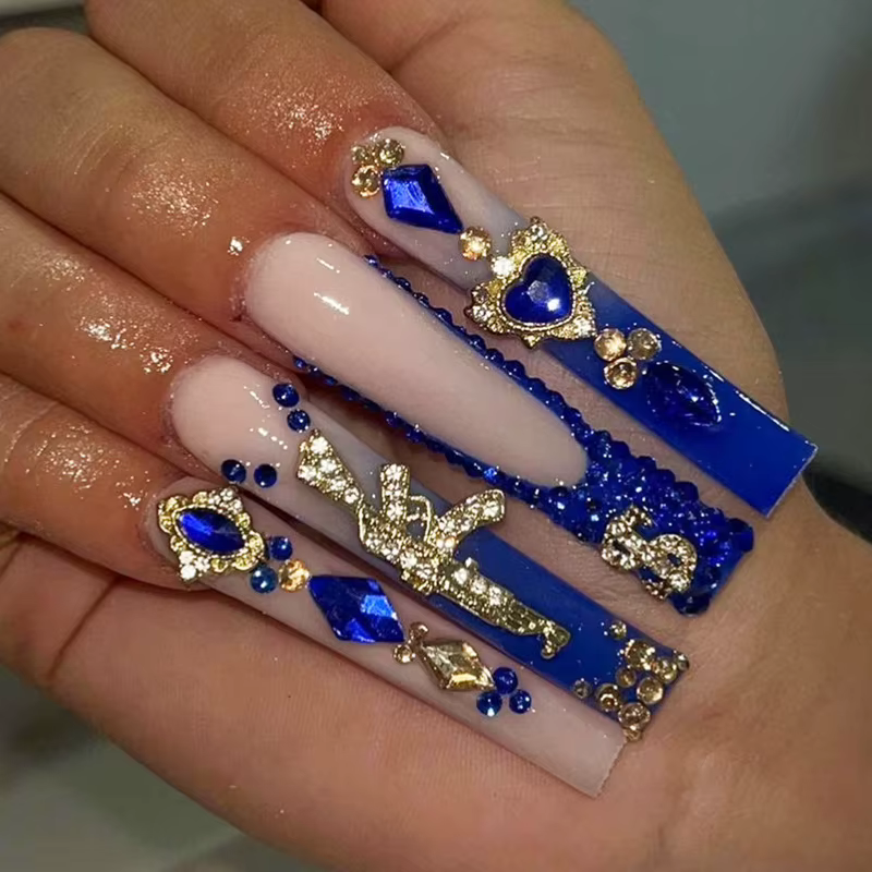 Faux ongles ballerine longs à pression