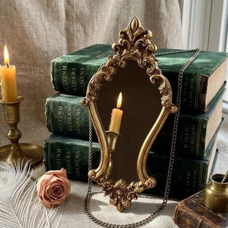 Miroirs décoratifs vintage pour mur, miroir mural antique suspendu, avec chaîne, miroir décoratif pour salon, chambre, salle de bain, entrée