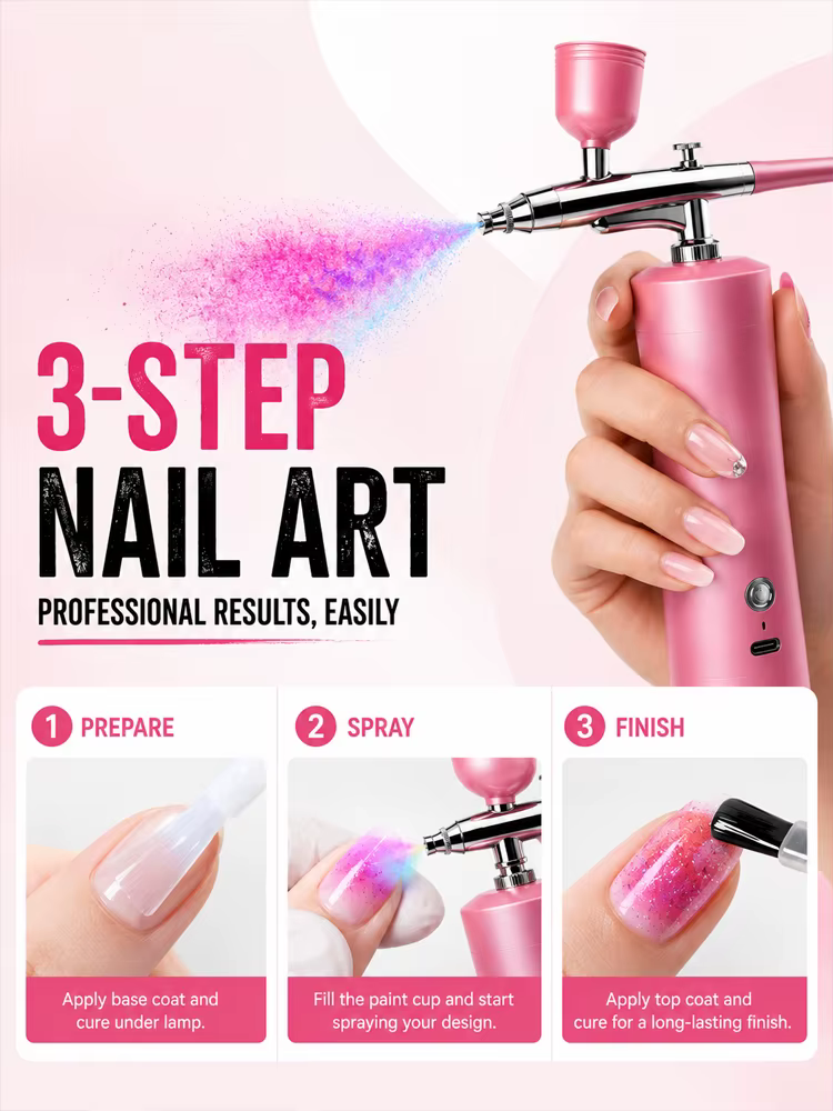 Aérographe pour ongles avec compresseur portable pour nail art et peinture sur gâteaux