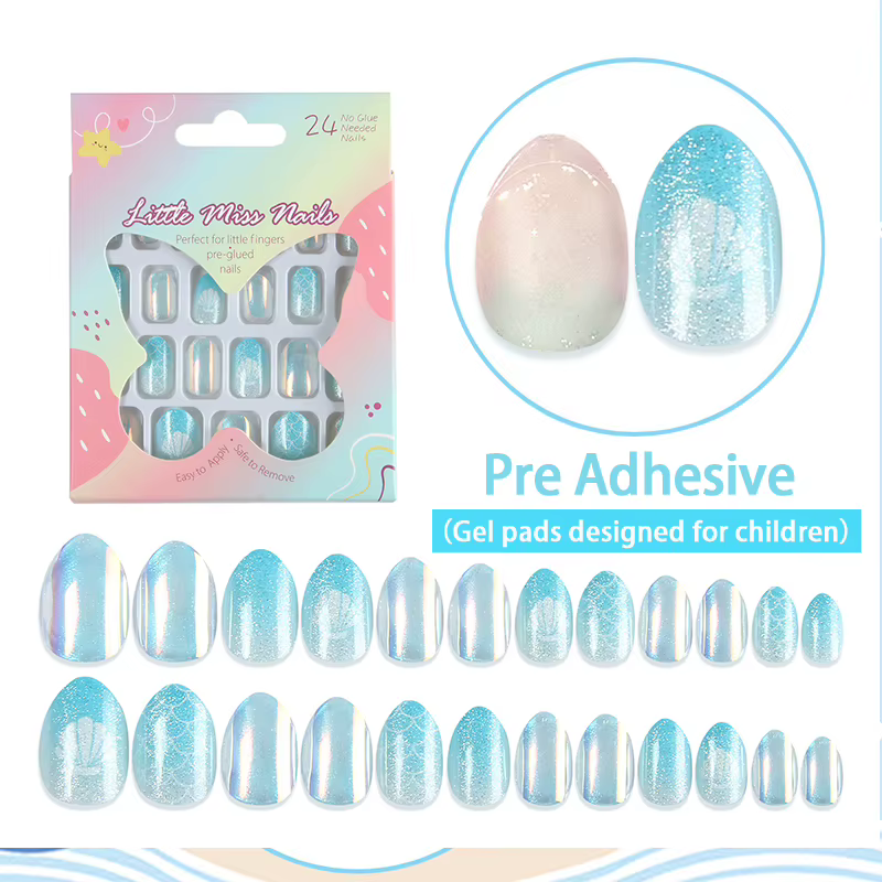 24 pièces enfants mignon faux ongles filles dessin animé presse
