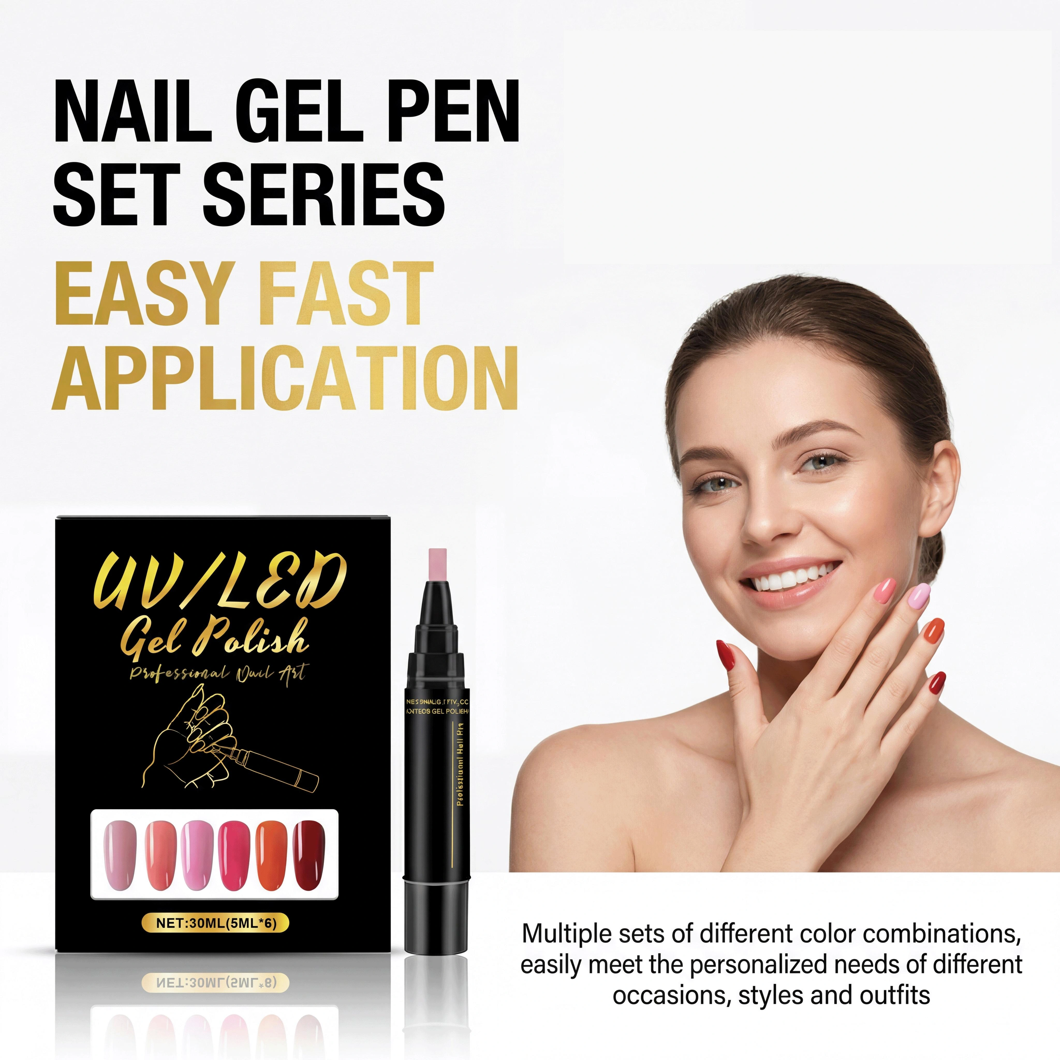 Kit de stylos à ongles DIY 6 couleurs