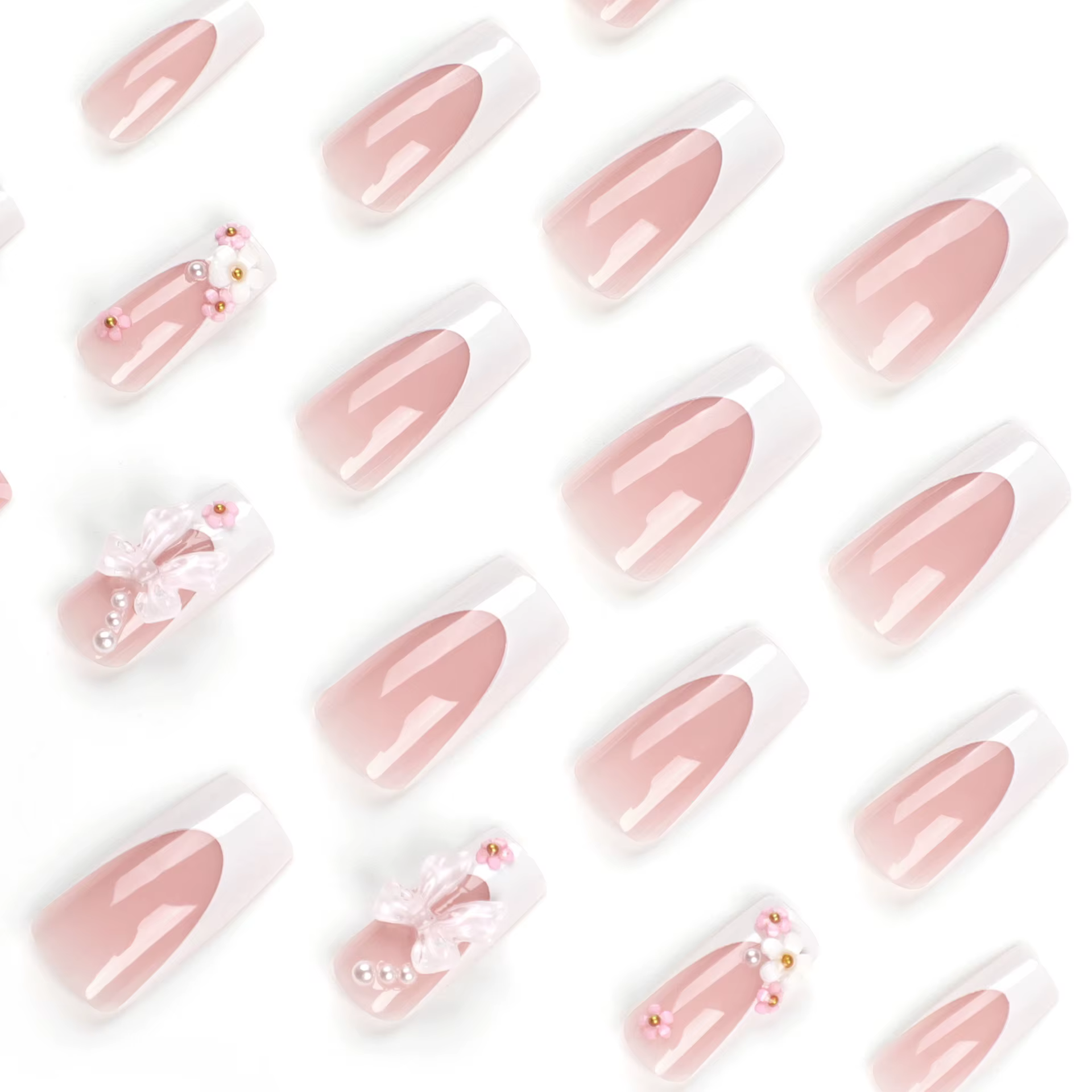 24 faux ongles carrés, 1 autocollant de colle en gel + 1 lime à ongles