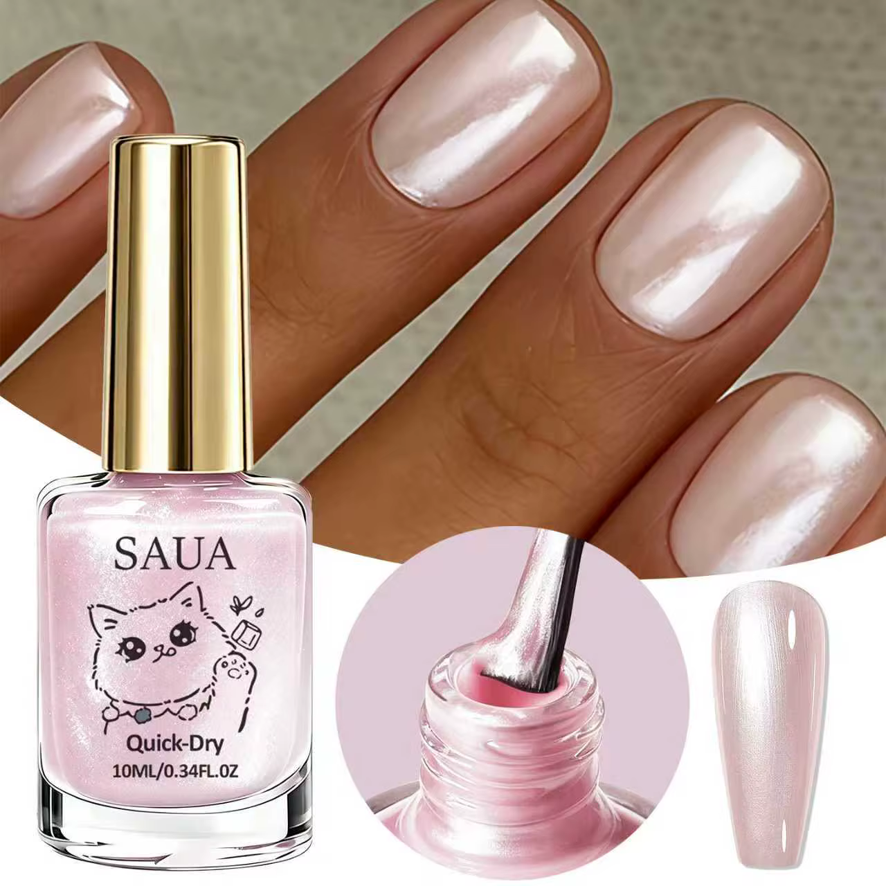 Vernis à ongles nacré rose ; séchage rapide