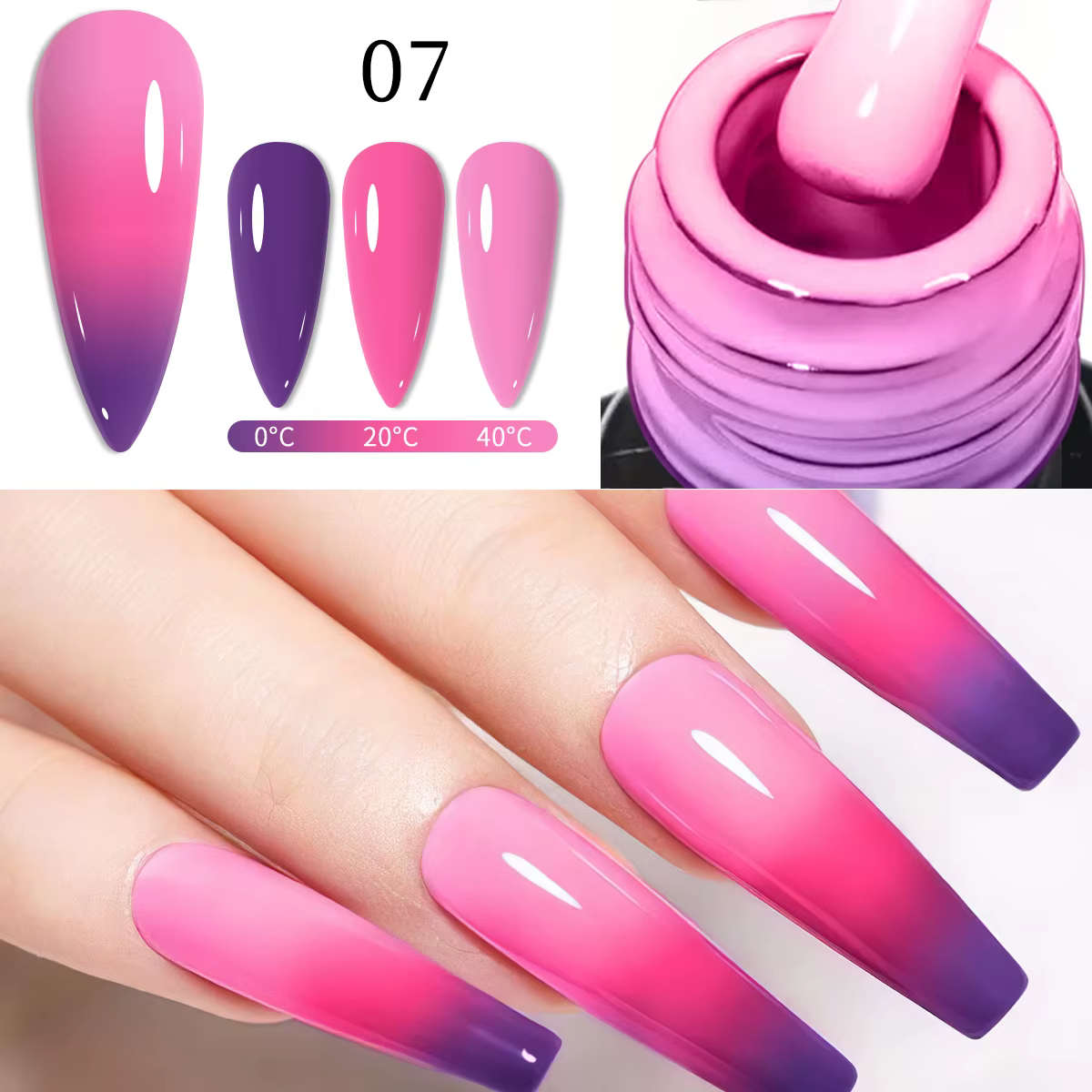 Vernis à ongles gel à couleur changeante sensible à la chaleur de 7ml