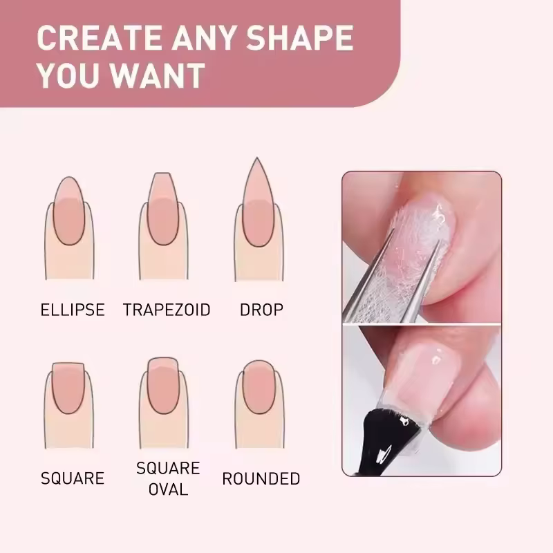 Extension d'ongles en fibre de verre de soie