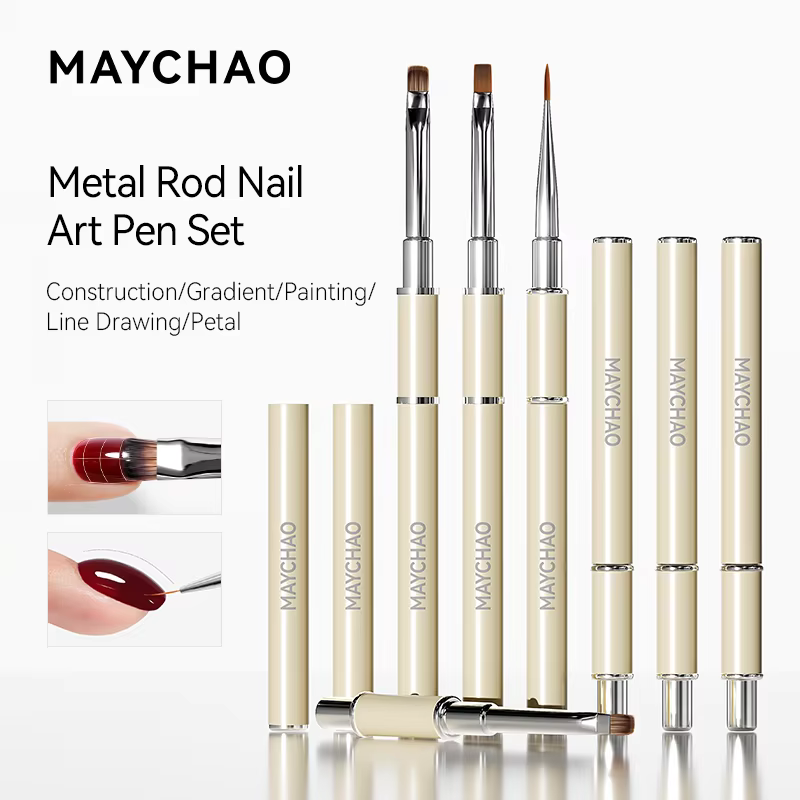 MAYCHAO Ensemble de pinceaux métalliques pour nail art