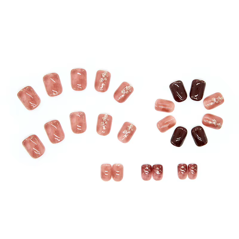 24 faux ongles rouges à presser avec breloques
