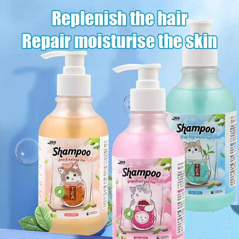 Gel douche pour chat, shampoing au parfum de thé, soins capillaires, élimination des acariens bactéricides, déodorant Anti-démangeaison, nettoyage en profondeur, produits pour animaux de compagnie, 28