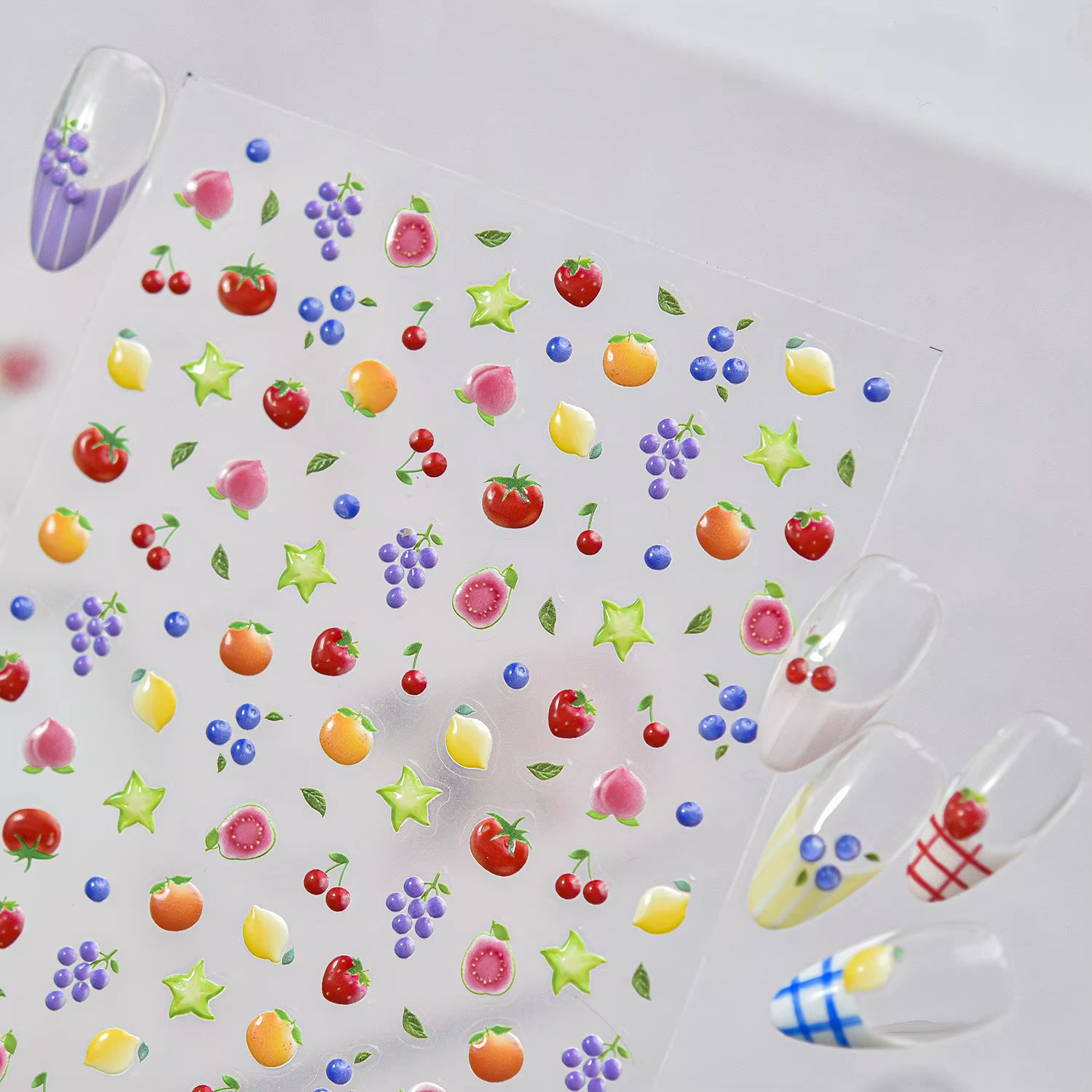 Mini autocollants 5D pour ongles en forme de tranches de fruits (pastèque