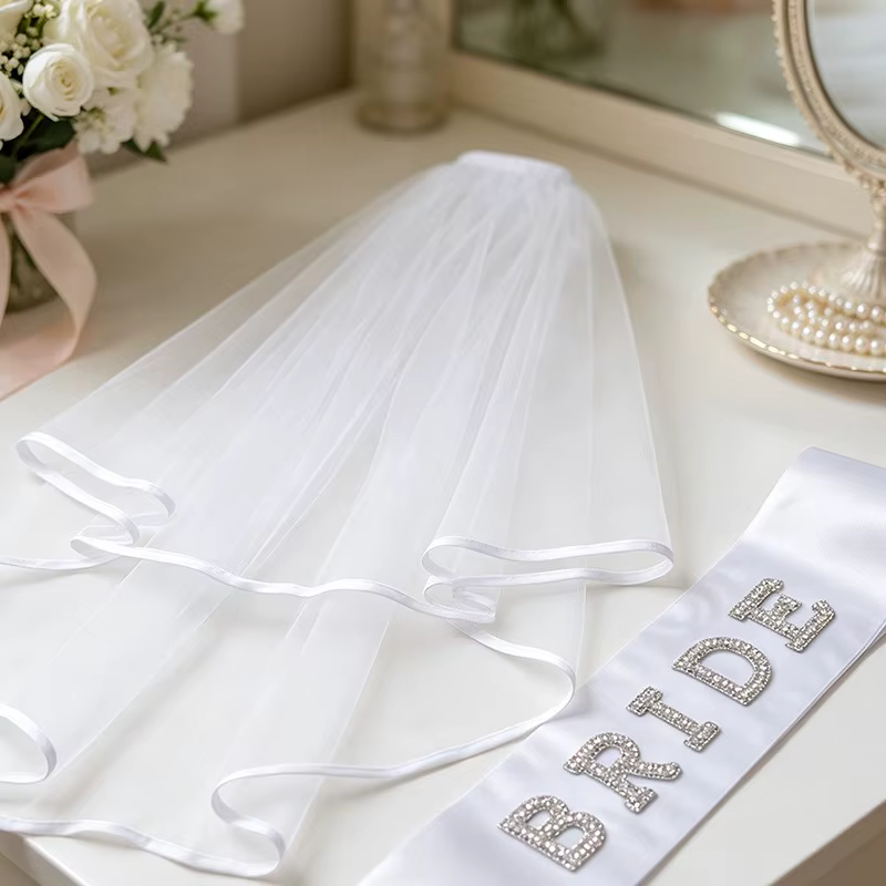 Ensemble d'accessoires pour future mariée avec voile, ceinture et lunettes de soleil, accessoires photo pour enterrement de vie de jeune fille, fête prénuptiale, fiançailles, plage, lune de miel