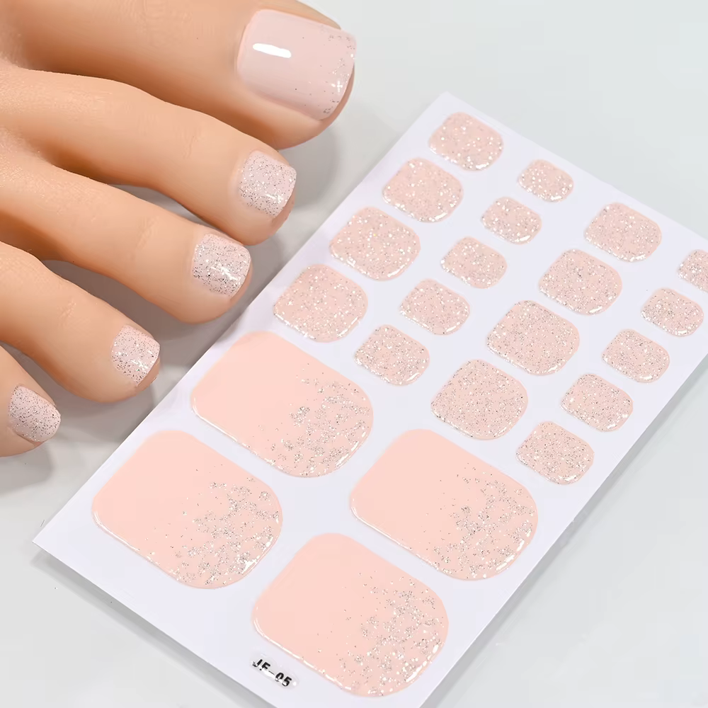 5 feuilles/110 pointes été paillettes orteil ongles autocollants couverture complète